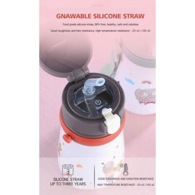 yoriandco Botol Termos Minum Stainless Steel 316 Sedotan Anak Insulated Thermos Panas Dingin Tumbler Sedotan 360ML thumbnail 7