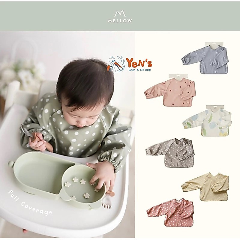 Mellow Baby Bib Cape Long Sleeve - Celemek Bayi Anak Tangan Panjang