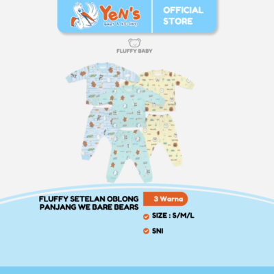 Fluffy Baby Setelan Oblong Panjang We Bare Bears Baju Bayi Lengan Panjang Isi 1 Pasang Size S M L SOJJSR WPP