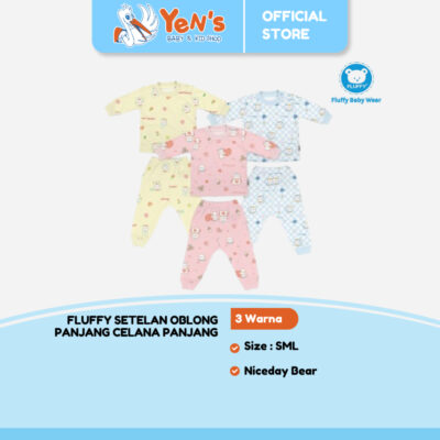 FLUFFY Setelan Oblong Panjang Celana Panjang Niceday Bear (Isi 1Pasang) SOJJSR NDB SML