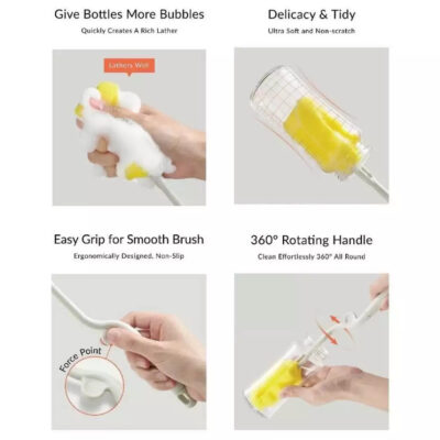 SIMBA Silky Rotating Quick-Release Sponge Head Bottle Brush - Sikat Botol Susu thumbnail 5