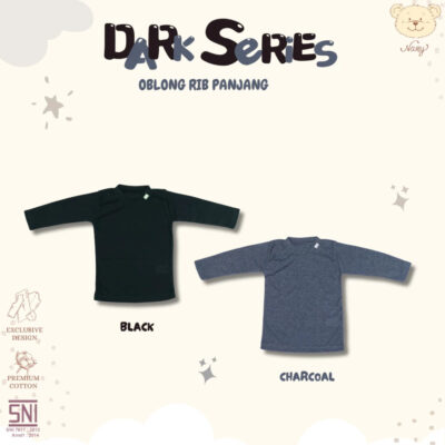 NARY Baju Bayi Oblong Rib Panjang - Dark Series