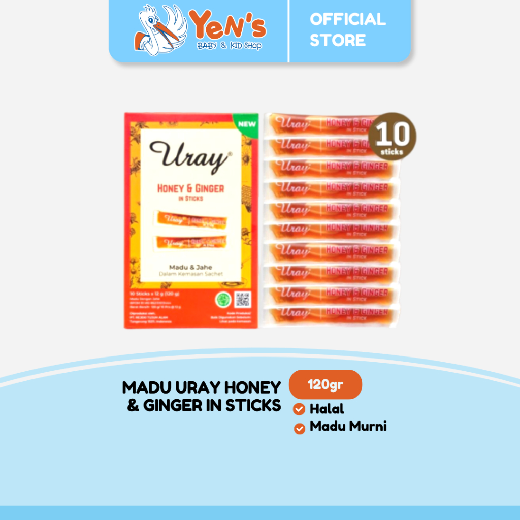 Madu Uray Honey & Ginger In Sticks 120gr - Madu Murni - Madu Hutan - Halal