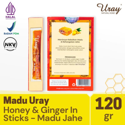 Madu Uray Honey & Ginger In Sticks 120gr - Madu Murni - Madu Hutan - Halal thumbnail 2