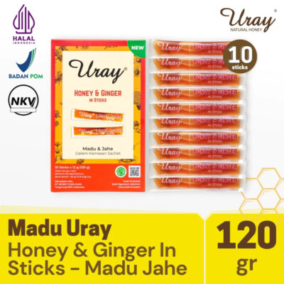 Madu Uray Honey & Ginger In Sticks 120gr - Madu Murni - Madu Hutan - Halal thumbnail 3