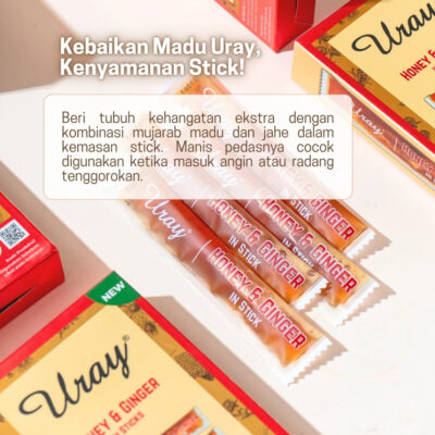 Madu Uray Honey & Ginger In Sticks 120gr - Madu Murni - Madu Hutan - Halal thumbnail 5
