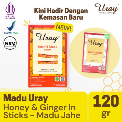 Madu Uray Honey & Ginger In Sticks 120gr - Madu Murni - Madu Hutan - Halal thumbnail 6