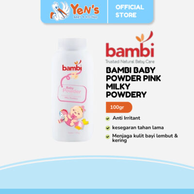 Bambi Baby Powder Milky Powdery 100gr - Bedak Bayi Tabur Kulit Normal - Sensitif