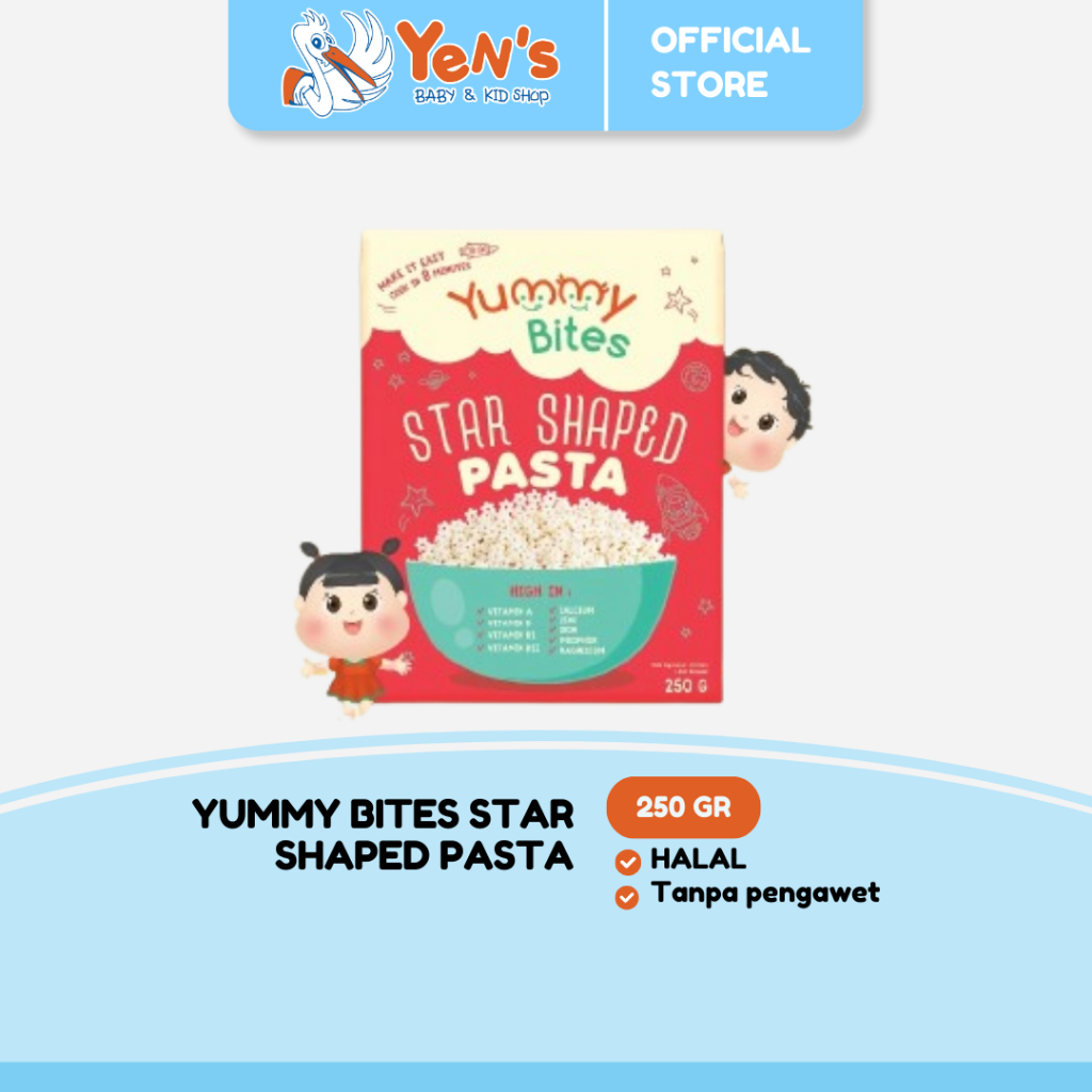 Yummy Bites Star Shaped Pasta 250 GR / Pasta MPASI Bayi & Anak Tanpa pengawet