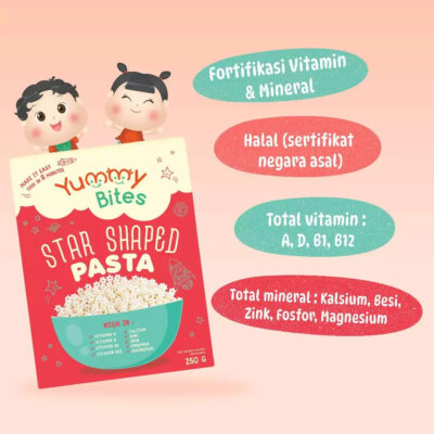 Yummy Bites Star Shaped Pasta 250 GR / Pasta MPASI Bayi & Anak Tanpa pengawet thumbnail 3