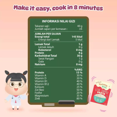 Yummy Bites Star Shaped Pasta 250 GR / Pasta MPASI Bayi & Anak Tanpa pengawet thumbnail 4