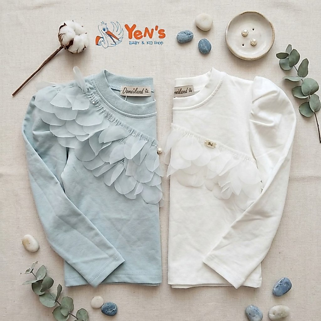 Atasan Kaos Lengan Panjang Anak Perempuan Import Detail Layer Ruffle Lengan Balon 852352
