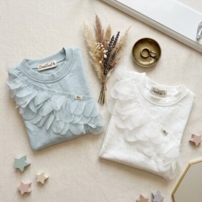 Atasan Kaos Lengan Panjang Anak Perempuan Import Detail Layer Ruffle Lengan Balon 852352 thumbnail 2