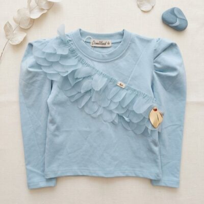 Atasan Kaos Lengan Panjang Anak Perempuan Import Detail Layer Ruffle Lengan Balon 852352 thumbnail 4
