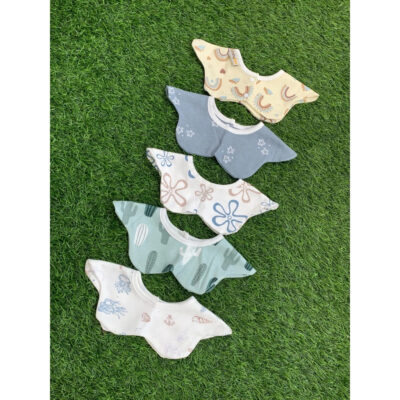 Celemek Baju Bayi Halus Tahan Air berkantong / Waterproof pocket Bibs Lembut Lengan Pendek thumbnail 4