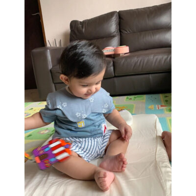 Celemek Baju Bayi Halus Tahan Air berkantong / Waterproof pocket Bibs Lembut Lengan Pendek thumbnail 6