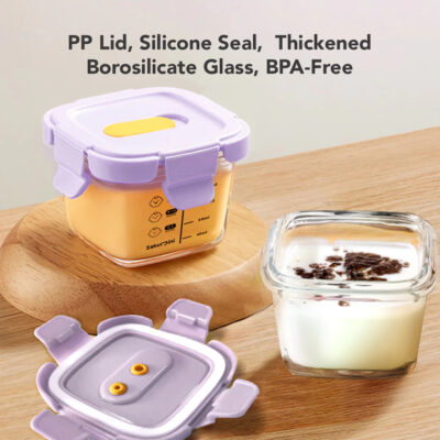 Sakumini Glass Food Container 3in1 Storage Jar Bowl Wadah Gelas Kaca Borosilikat Mpasi Bayi thumbnail 2