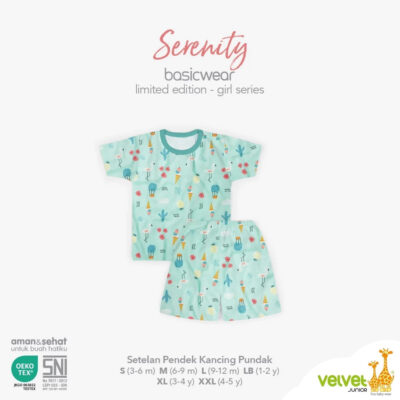Velvet Junior BasicWear Limited - Baju Bayi Anak Perempuan Setelan Pendek Kancing Pundak - Serenity thumbnail 2
