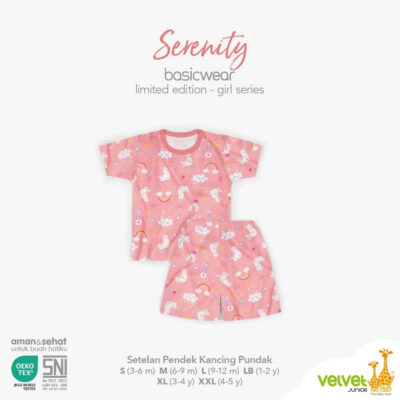 Velvet Junior BasicWear Limited - Baju Bayi Anak Perempuan Setelan Pendek Kancing Pundak - Serenity thumbnail 3