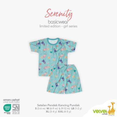 Velvet Junior BasicWear Limited - Baju Bayi Anak Perempuan Setelan Pendek Kancing Pundak - Serenity thumbnail 4
