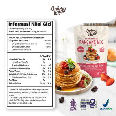 Ladang Lima Pancake Mix 220g - Tepung Pancake Waffle Instant Gluten Free New Formula - Halal thumbnail 2