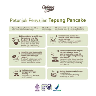 Ladang Lima Pancake Mix 220g - Tepung Pancake Waffle Instant Gluten Free New Formula - Halal thumbnail 3