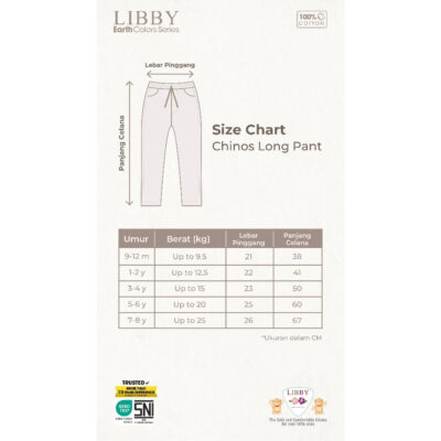 LIBBY Celana Panjang Chinos - Celana Panjang Bayi & Anak Laki-laki Usia 9 Bulan - 14 Tahun 1PCS thumbnail 2