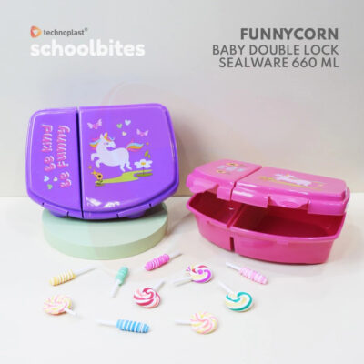 Technoplast Lunch Box Funnycorn Baby Double Lock Sealware 660 ML - Tempat Makan Anak