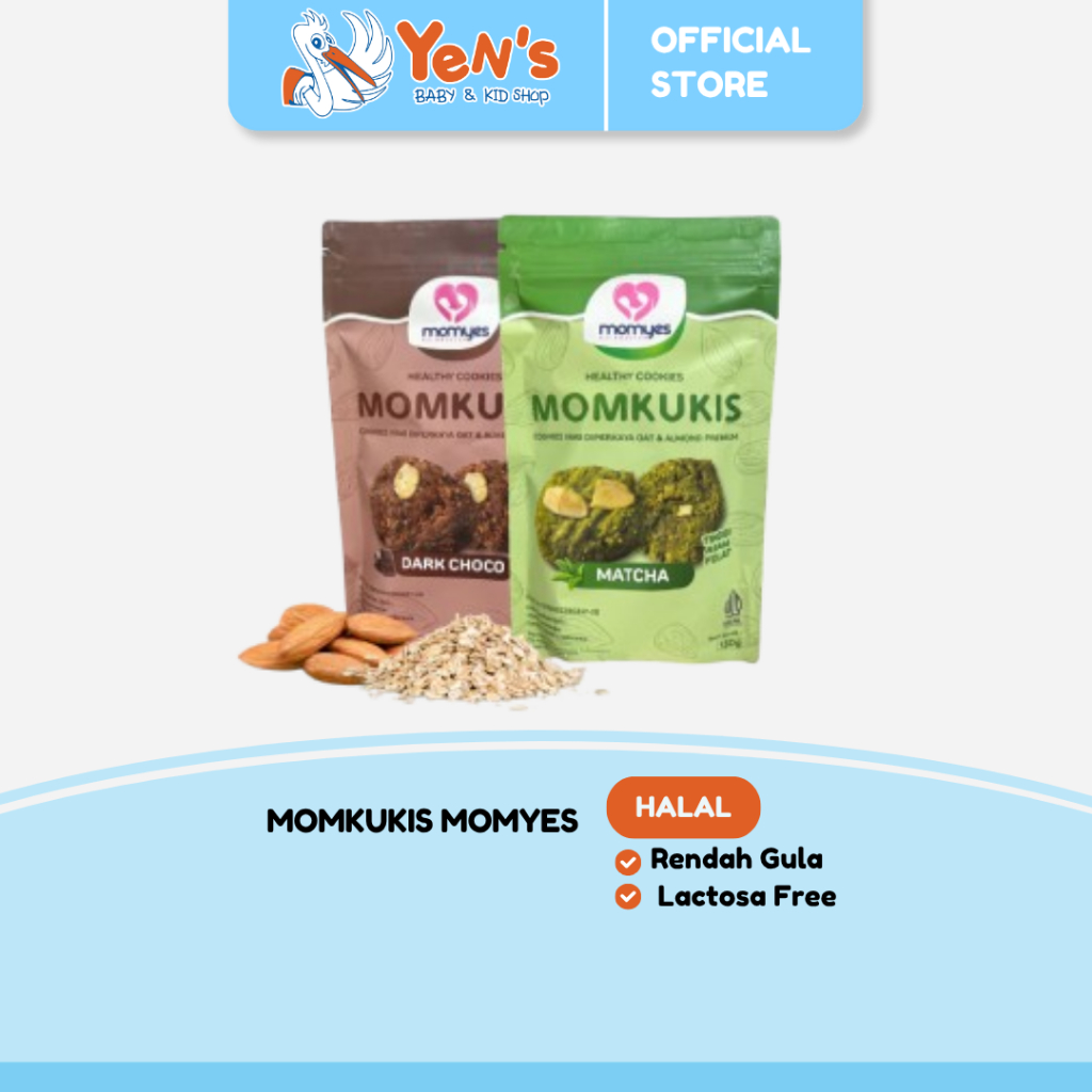 MOMKUKIS MOMYES Cemilan Sehat - Varian Rasa Dark Choco dan Matcha Halal - Rendah Gula