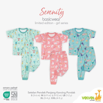 Velvet Junior Setelan Limited DreamWear Kancing Pundak Pendek Celana Panjang - Serenity