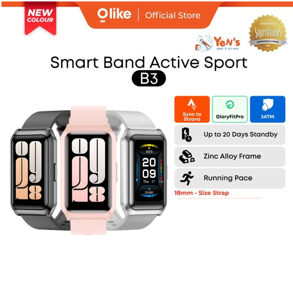 Olike Smart Band Active Sport B3 Screen 2.7D Curved 3ATM Waterproof 20 Day Battery Life