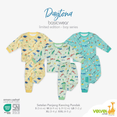 Velvet Junior BasicWear Limited - Setelan Anak Laki-Laki Panjang Kancing Pundak - Daytona