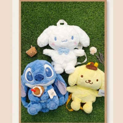 Tas Ransel Boneka Bulu Halus Karakter Sanrio & Stitch - Tas Gendong Anak Perempuan Premium