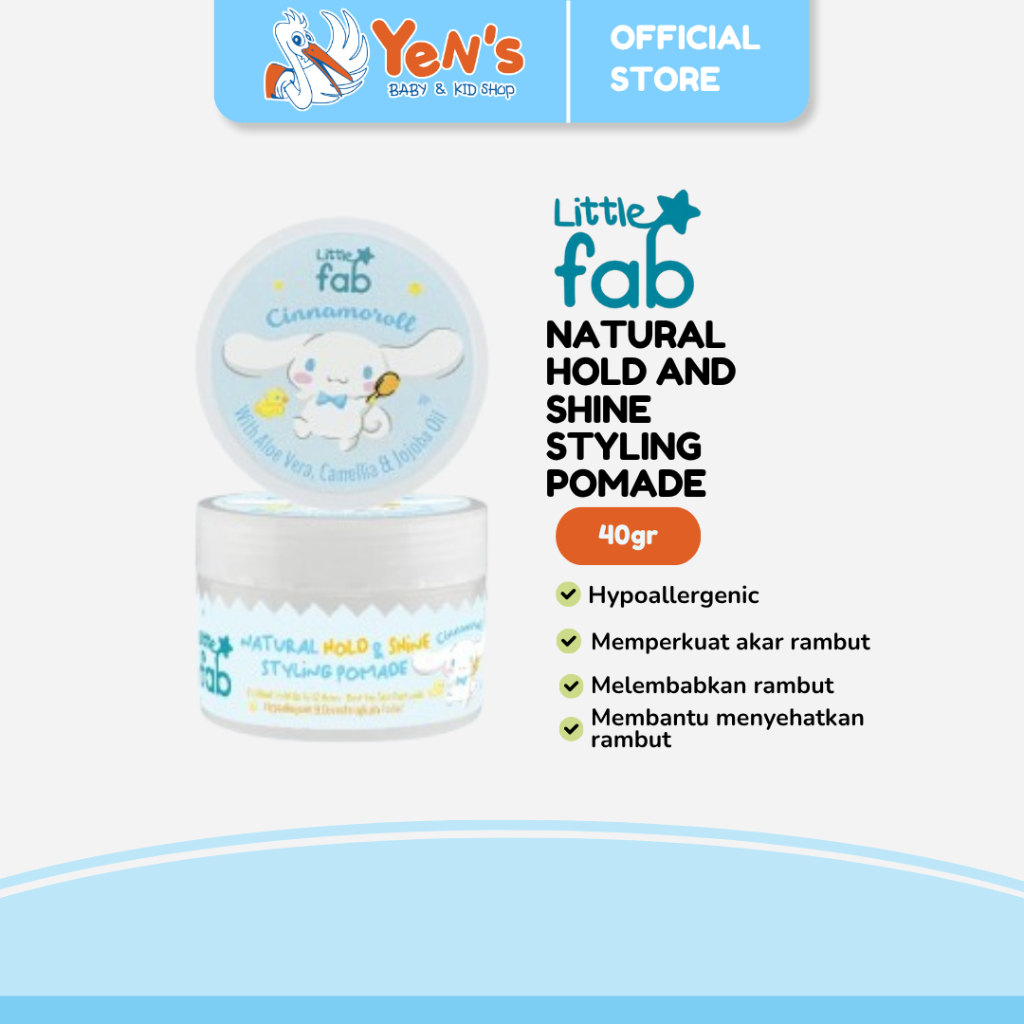 Little Fab Kids - Natural Hold and Shine Styling Pomade 40gr - Water-Based Formula