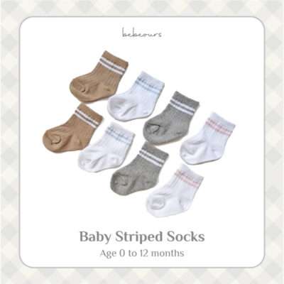 Bebeours Striped Baby Socks Soft Cotton and comfortable / Kaos Kaki Bayi Katun Motif Strip