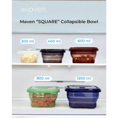 Maven Square Collapsible Bowl 1200ml - 100% Food Grade Platinum Silicone BPA free thumbnail 3