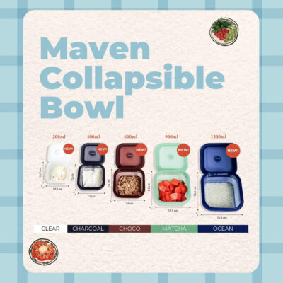 Maven Square Collapsible Bowl 1200ml - 100% Food Grade Platinum Silicone BPA free thumbnail 8