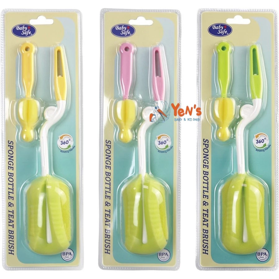 Baby Safe BS368 Sponge Bottle and Teat Brush / Pembersih Botol dan Dot Bayi BPA FREE