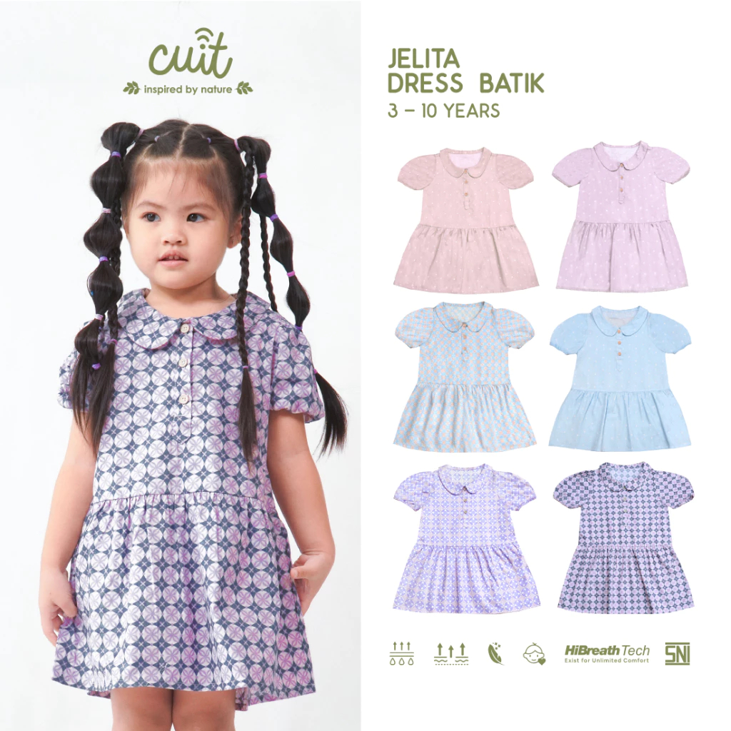 CUIT Jelita Dress Gaun Motif Batik Anak Perempuan 3-10 Tahun 100% Cotton