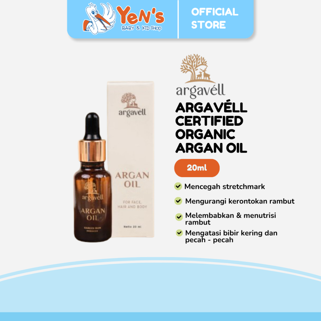 Argavell Certified Organic Argan Oil -sourced from Morocco 20ml -Perawatan Kulit For Face Hair &Body