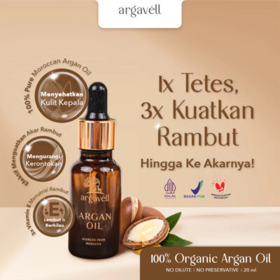 Argavell Certified Organic Argan Oil -sourced from Morocco 20ml -Perawatan Kulit For Face Hair &Body thumbnail 2