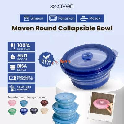 Maven Round Collapsible Bowl 400ml / 900ml - 100% Food Grade Platinum Silicone