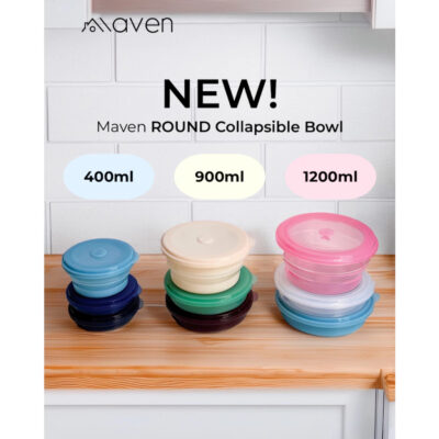 Maven Round Collapsible Bowl 400ml / 900ml - 100% Food Grade Platinum Silicone thumbnail 2