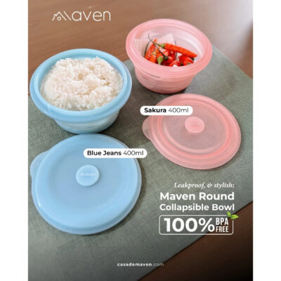 Maven Round Collapsible Bowl 400ml / 900ml - 100% Food Grade Platinum Silicone thumbnail 4