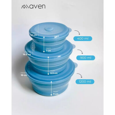 Maven Round Collapsible Bowl 400ml / 900ml - 100% Food Grade Platinum Silicone thumbnail 7