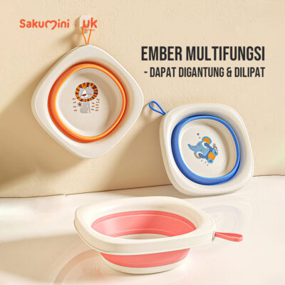 Sakumini Foldable Baby Wash Basin Wastafel Portable Baskom Lipat Serbaguna Bahan PP + TPE