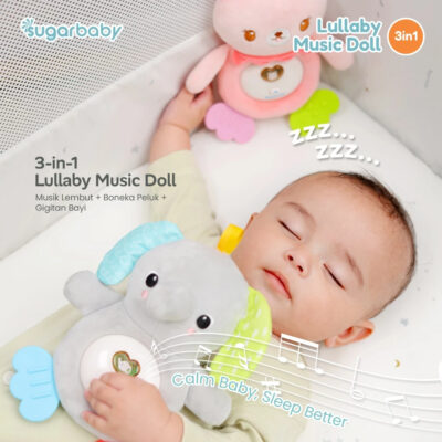 Sugarbaby Lullaby Music Doll 3in1 - Mainan Boneka Musik Bayi Sensory Toy Teether Huggable SNI thumbnail 3