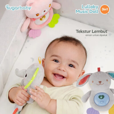 Sugarbaby Lullaby Music Doll 3in1 - Mainan Boneka Musik Bayi Sensory Toy Teether Huggable SNI thumbnail 4