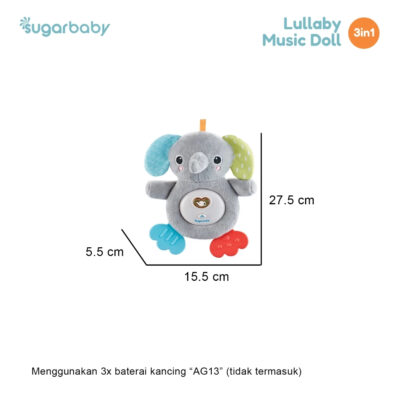 Sugarbaby Lullaby Music Doll 3in1 - Mainan Boneka Musik Bayi Sensory Toy Teether Huggable SNI thumbnail 8