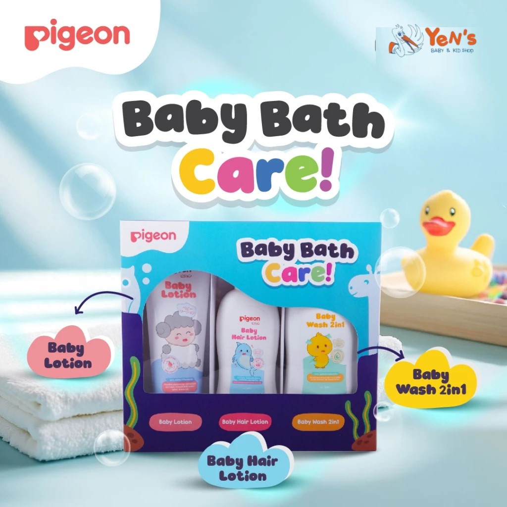 Pigeon Baby Bath Care Set | Travel Kit Baby | Perlengkapan Mandi Bayi untuk Kulit Normal & Sensitif
